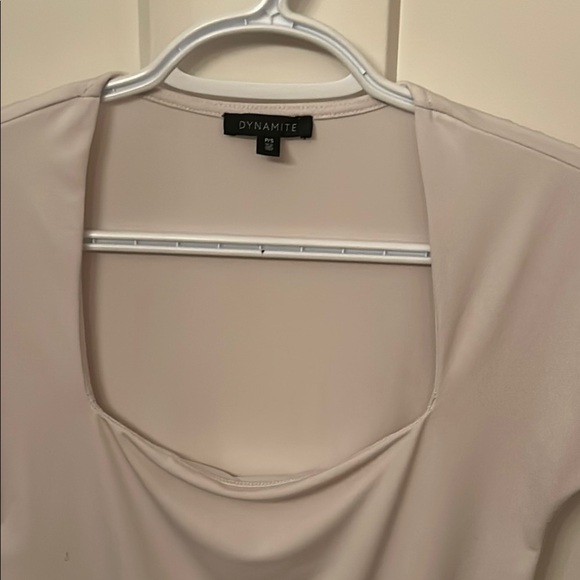 Dynamite Cream Cap Sleeve Bodysuit, size S - Picture 2 of 7